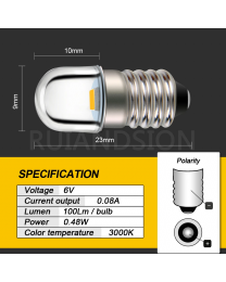 Ampoule miniature DEL ou LED dc 18V  Base culot a vis E10