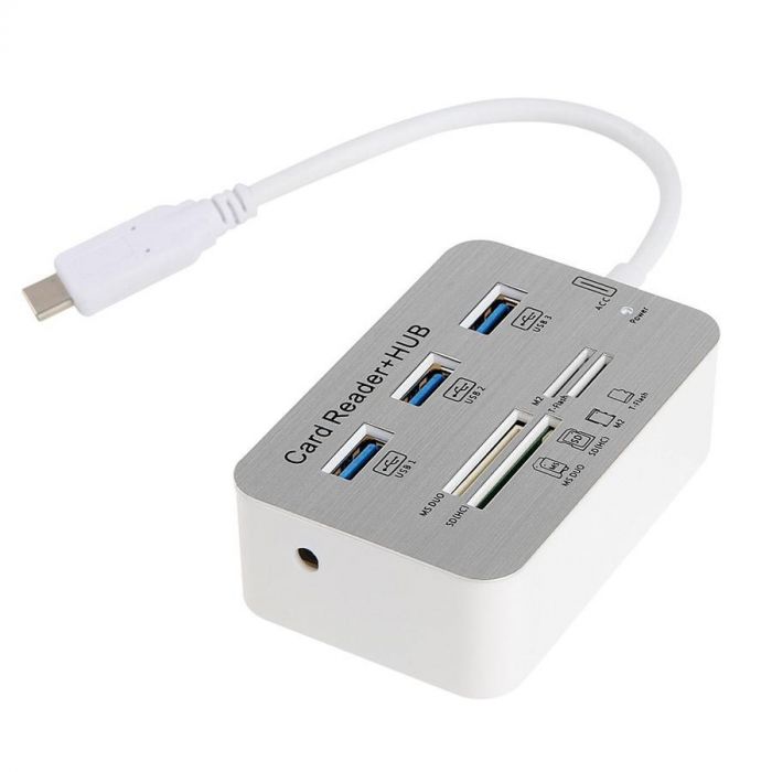 Concentrateur USB 3.0 à 3 ports avec lecteur de carte SD, Mini SD, Micro SD