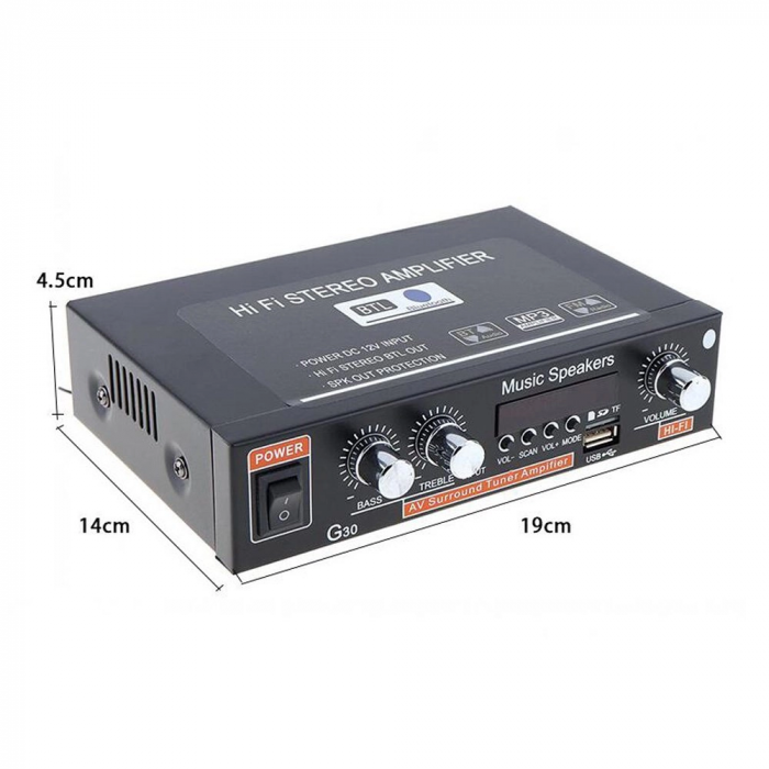 Ampli Amplificateur de voiture audio, support Bluetooth / MP3 / USB / FM /  carte SD avec télécommande, prise US