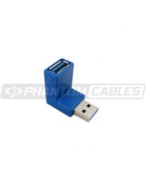 Adaptateur USB 3.0 A mâle vers femelle 90 degrés - Bleu