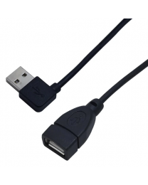 Câble USB 2.0 A mâle à angle droit avec embout femelle droit 6ft- Noir