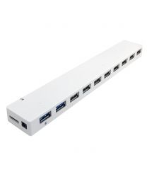 Hub USB 3.0 10 ports (2x USB 3.0, 8x USB 2.0 + chargeur) - Blanc