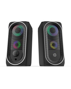 HP Haut-parleur stéréo 2.0 avec rétro-éclairage RGB, Bluetooth, prise 3.5mm